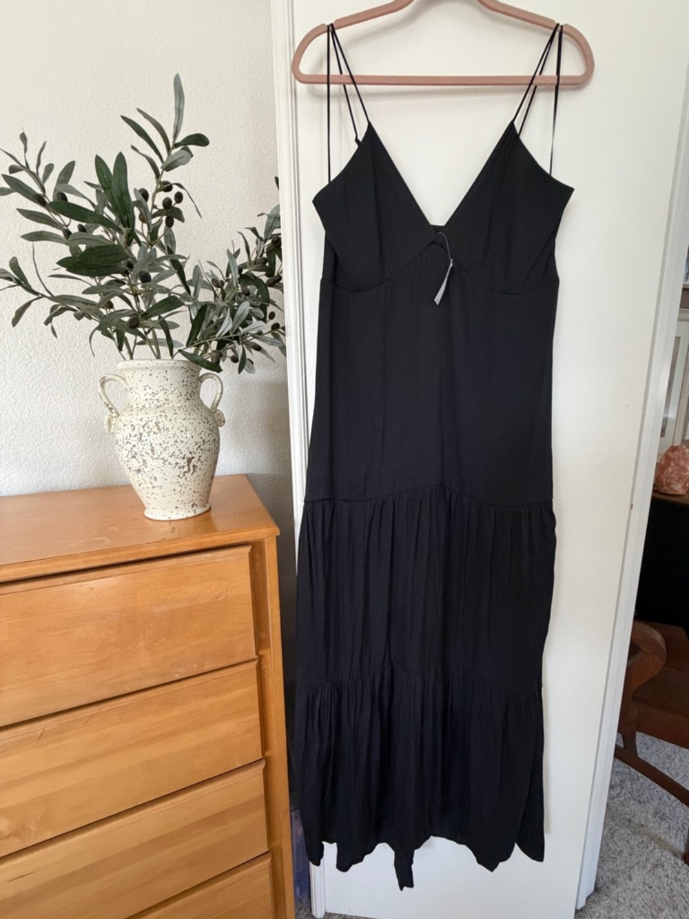 NWT Banana Republic Tiered-Hem Maxi Dress, BLACK SIZE 14